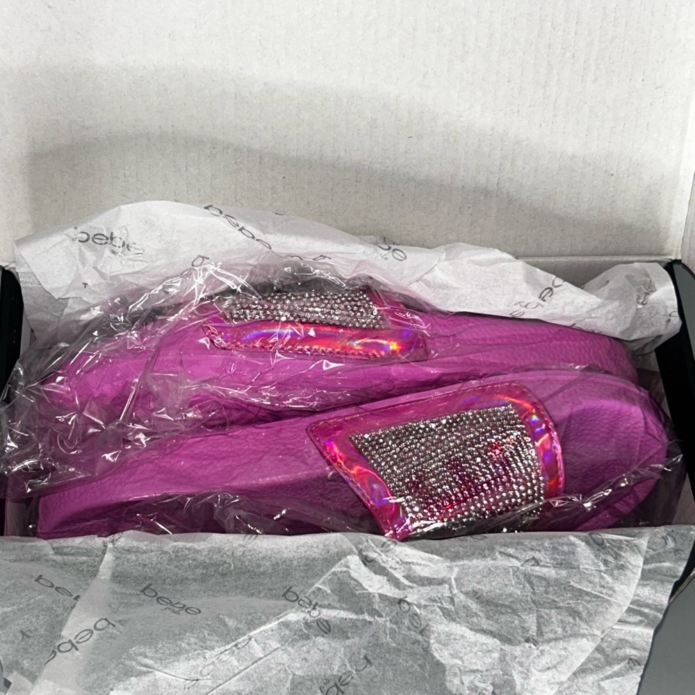 New Bebe kids Pink bling Slide Sandals - Picture 5 of 6